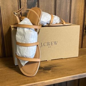 J.Crew ankle strap sandals, size 9, color:saddle, NWT
